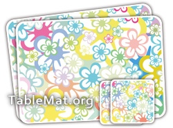 Multi Colored Flowers Table Mat